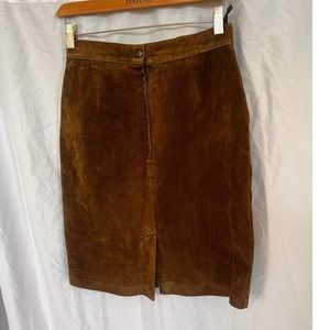 Express brown Vintage Genuine Leather midi Skirt size 9